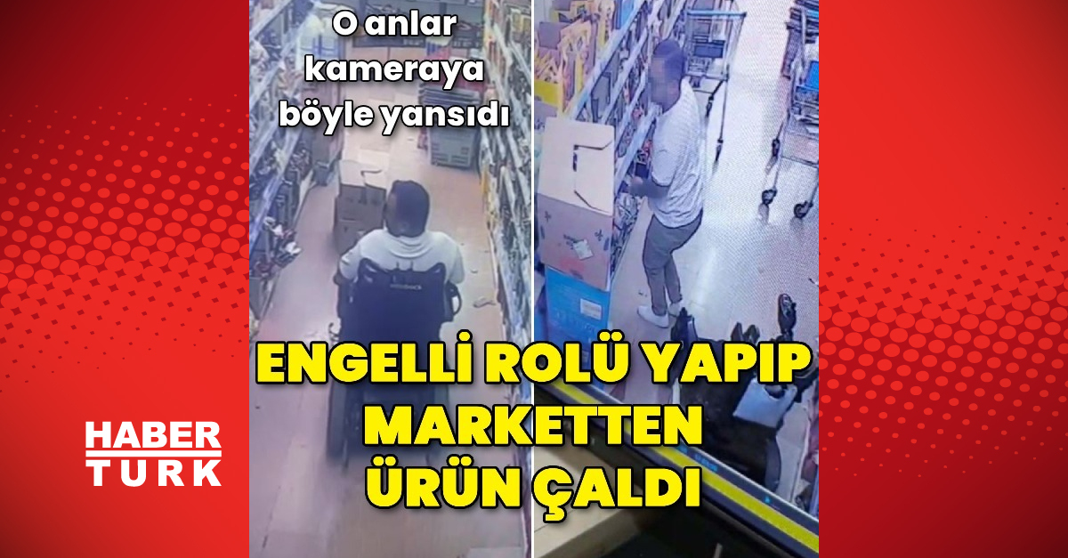 Akülü sandalye ile geldiği markette engelli gibi davranıp, hırsızlık yaptı; o anlar kamerada