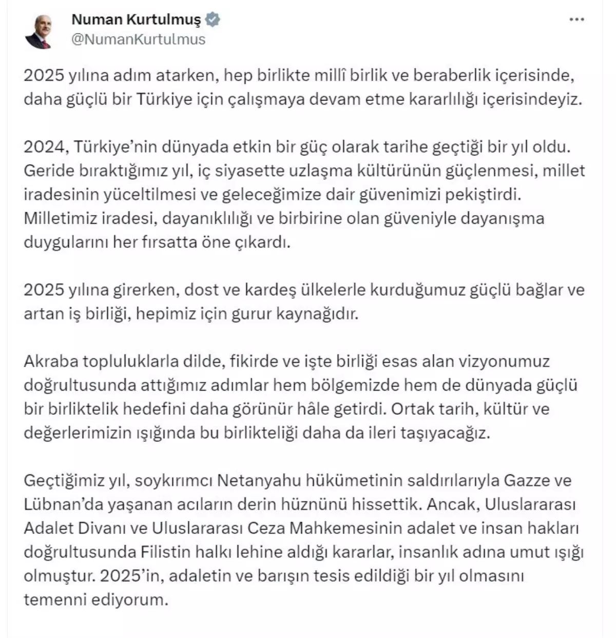 TBMM Başkanı Kurtulmuş: 2024, Türkiye’nin Güçlü Bir Yıl Olacak